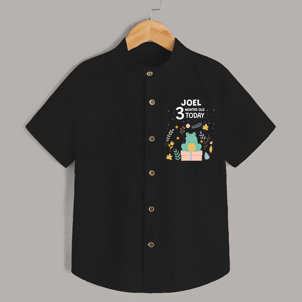 Cute Newborn Shirt for 3 Month | Custom Name & Style Options - BLACK - 0 - 6 Months Old (Chest 23")