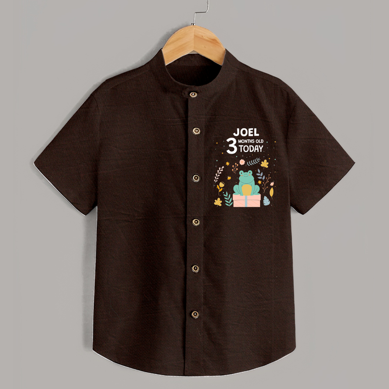 Cute Newborn Shirt for 3 Month | Custom Name & Style Options - CHOCOLATE BROWN - 0 - 6 Months Old (Chest 23")