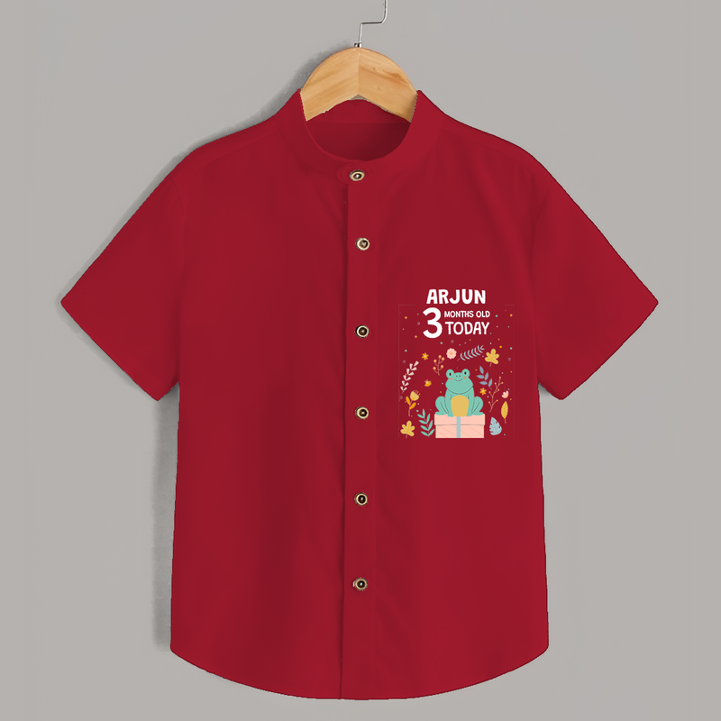 Commemorate your little one's 3rd month with a custom Shirt, personalized with their name! - RED - 0 - 6 Months Old (Chest 21")