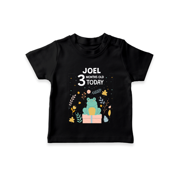 Cute Newborn T-Shirt for 3 Month | Custom Name & Style Options - BLACK - 0-5 Months Old (Chest 17")