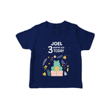 Cute Newborn T-Shirt for 3 Month | Custom Name & Style Options - NAVY BLUE - 0-5 Months Old (Chest 17")