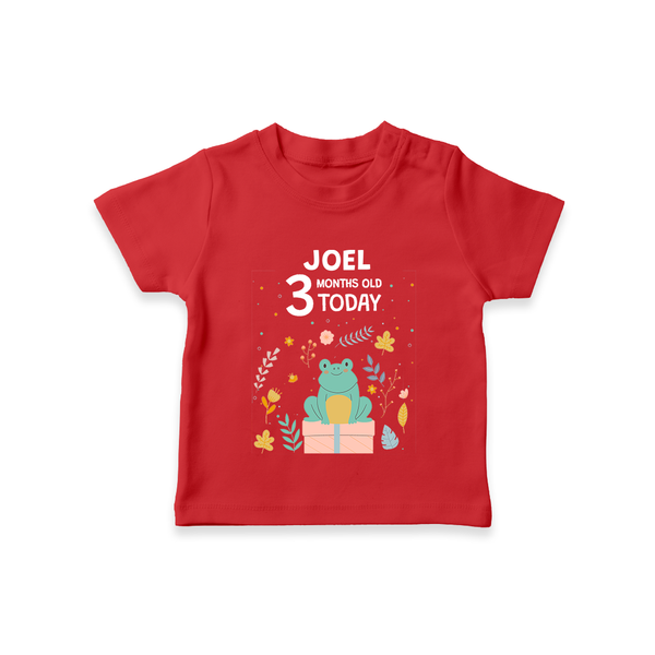 Cute Newborn T-Shirt for 3 Month | Custom Name & Style Options - RED - 0-5 Months Old (Chest 17")