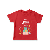 Celebrate The Magic Of Your Baby's Third Month With Our Elegant And Customized T-Shirt For Babies - RED - 0-5 Months Old (Chest 17")