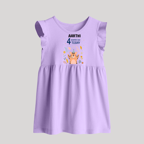Cute Newborn Baby Frock for 4 Month | Custom Name & Style Options - LILAC - 0 - 3 Months Old (Chest 17")