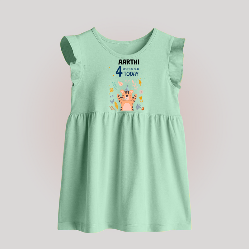 Cute Newborn Baby Frock for 4 Month | Custom Name & Style Options - MINT GREEN - 0 - 3 Months Old (Chest 17")