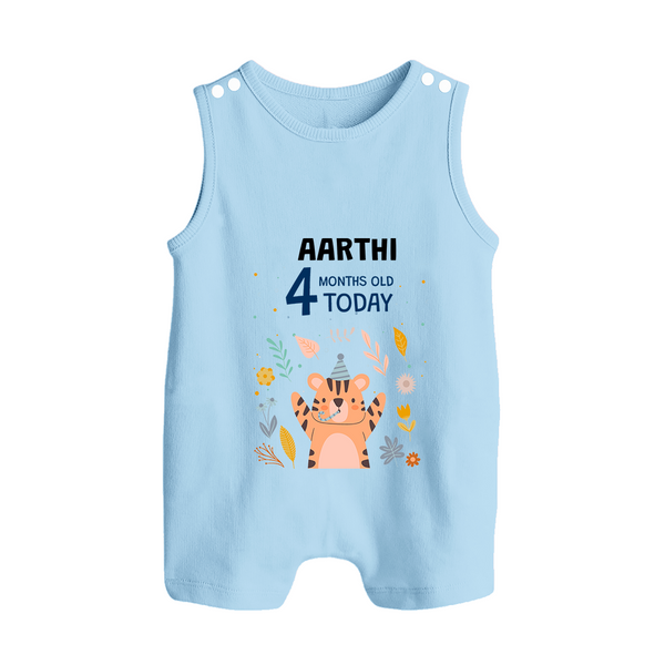 Cute Newborn Romper Suit/ Sleeveless Romper for 4 Month | Custom Name & Style Options - BABY BLUE - 0 - 5 Months Old (Chest 18")