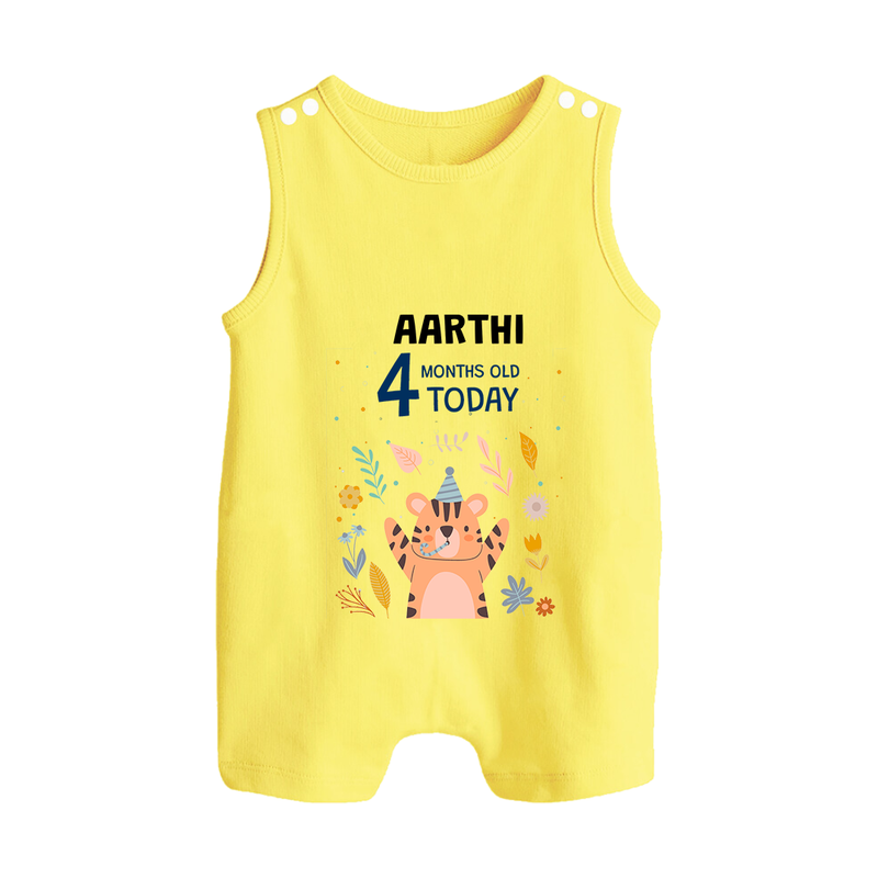Cute Newborn Romper Suit/ Sleeveless Romper for 4 Month | Custom Name & Style Options - PASTEL YELLOW - 0 - 5 Months Old (Chest 18")
