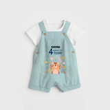 Commemorate your little one's 4th month with a custom Dungaree set, personalized with their name! - ARCTIC BLUE - 0 - 5 Months Old (Chest 17")