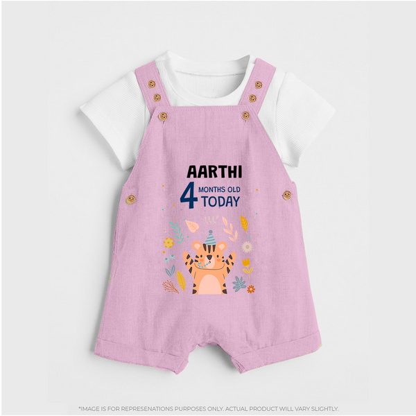 Cute Newborn Dungaree Set for 4 Month | Custom Name & Style Options - BABY PINK - 0 - 5 Months Old (Chest 18")