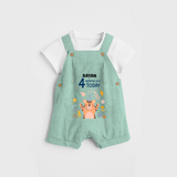 Commemorate your little one's 4th month with a custom Dungaree set, personalized with their name! - LIGHT GREEN - 0 - 5 Months Old (Chest 17")