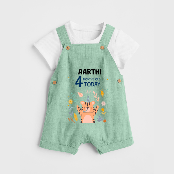 Cute Newborn Dungaree Set for 4 Month | Custom Name & Style Options - MINT GREEN - 0 - 5 Months Old (Chest 18")