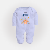 Celebrate The Magic Of Your Baby's Fourth Month With Our Elegant And Customized Sleep Suit For Babies - BABY BLUE - New Born (Chest 7.5")