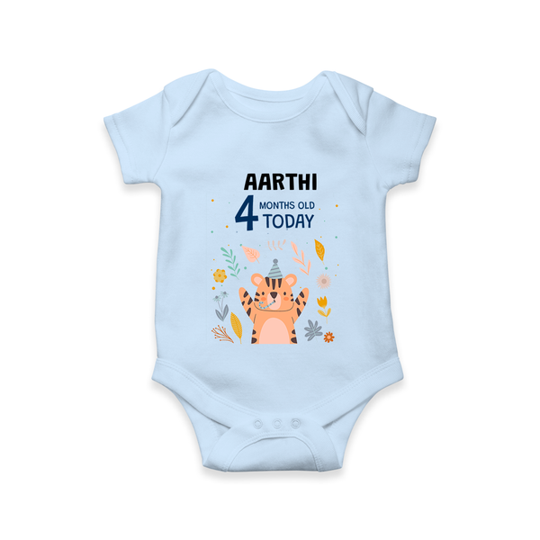 Cute Newborn Romper/Onesie for 4 Month | Custom Name & Style Options - BABY BLUE - New Born (Chest 14")