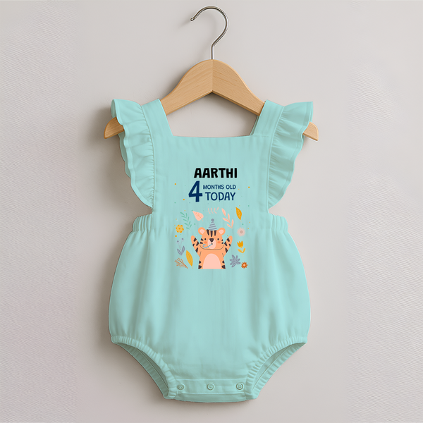 Cute Newborn Romper Frock for 4 Month | Custom Name & Style Options - MINT GREEN - 0 - 3 Months Old (Chest 19")