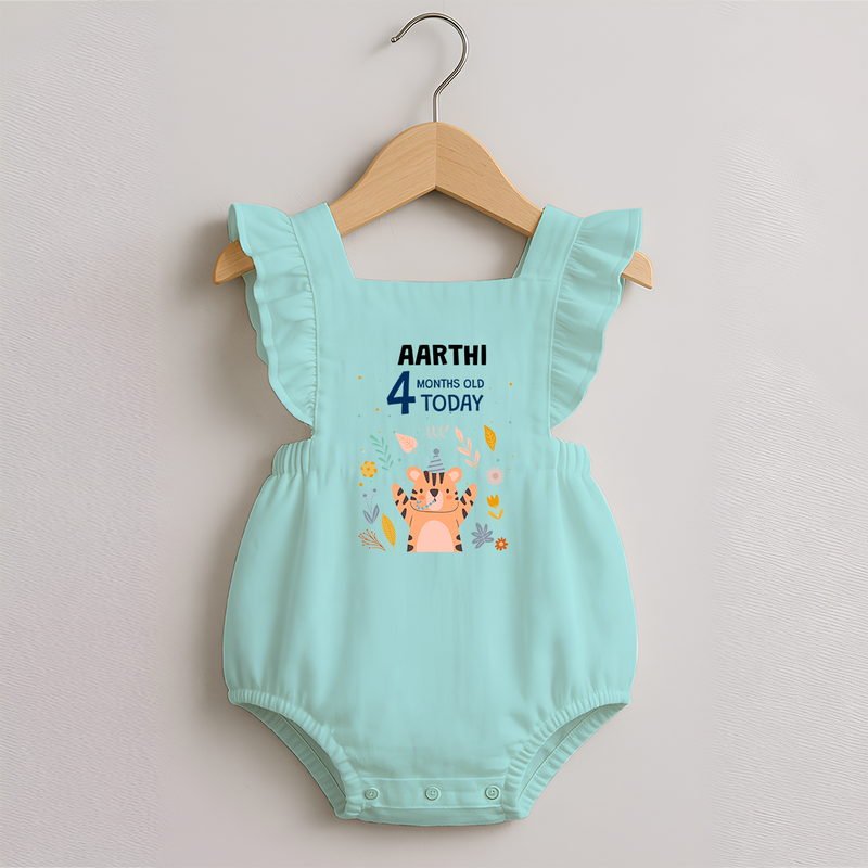 Cute Newborn Romper Frock for 4 Month | Custom Name & Style Options - MINT GREEN - 0 - 3 Months Old (Chest 19")