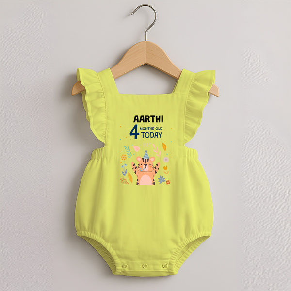 Cute Newborn Romper Frock for 4 Month | Custom Name & Style Options - PASTEL YELLOW - 0 - 3 Months Old (Chest 19")