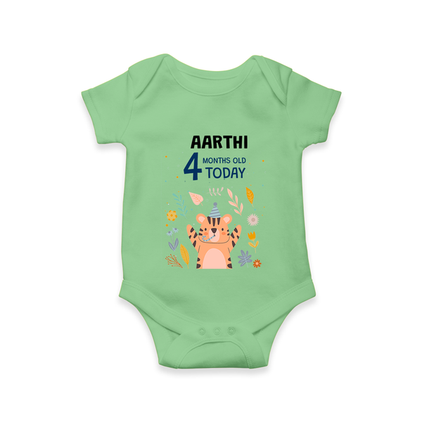 Cute Newborn Romper/Onesie for 4 Month | Custom Name & Style Options - GREEN - New Born (Chest 14")