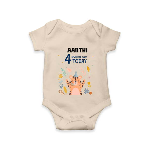 Cute Newborn Romper/Onesie for 4 Month | Custom Name & Style Options - IVORY - New Born (Chest 14")