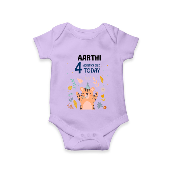 Cute Newborn Romper/Onesie for 4 Month | Custom Name & Style Options - LILAC - New Born (Chest 14")