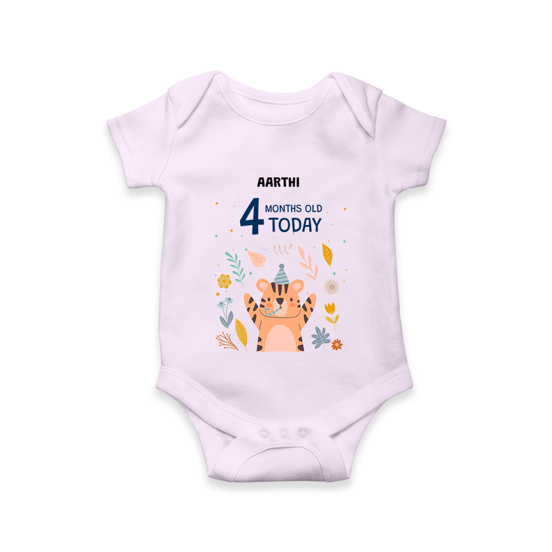 Celebrate The Magic Of Your Baby's Fourth Month With Our Elegant And Customized Romper For Babies - LILAC - 0 - 3 Months Old (Chest 16")