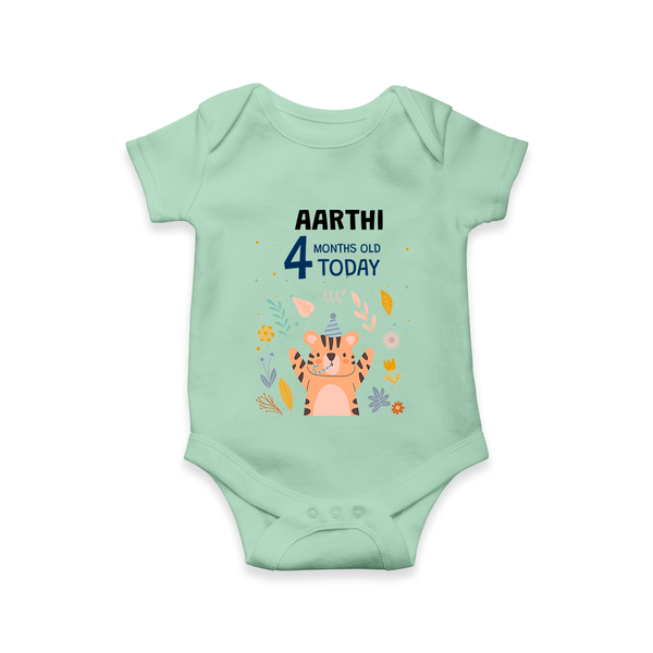 Cute Newborn Romper/Onesie for 4 Month | Custom Name & Style Options - MINT GREEN - New Born (Chest 14")