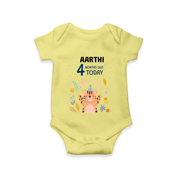 Cute Newborn Romper/Onesie for 4 Month | Custom Name & Style Options - PASTEL YELLOW - New Born (Chest 14")
