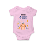 Commemorate your little one's 4th month with a custom romper/onesie, personalized with their name! - PINK - 0 - 3 Months Old (Chest 16")