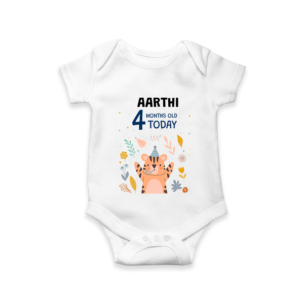 Cute Newborn Romper/Onesie for 4 Month | Custom Name & Style Options - WHITE - New Born (Chest 14")