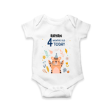 Commemorate your little one's 4th month with a custom romper/onesie, personalized with their name! - WHITE - 0 - 3 Months Old (Chest 16")