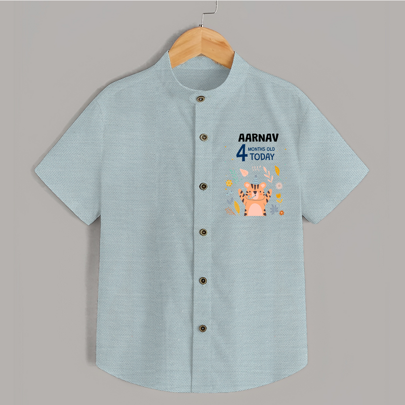 Cute Newborn Shirt for 4 Month | Custom Name & Style Options - ARCTIC BLUE - 0 - 6 Months Old (Chest 23")