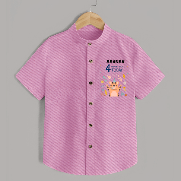 Cute Newborn Shirt for 4 Month | Custom Name & Style Options - BABY PINK - 0 - 6 Months Old (Chest 23")