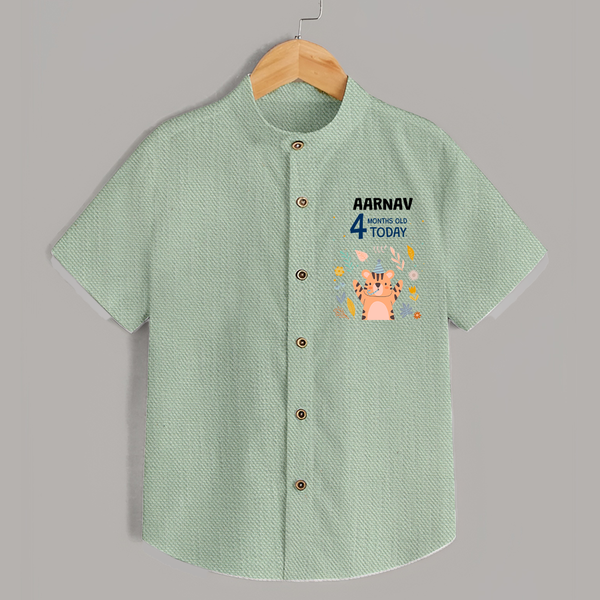 Cute Newborn Shirt for 4 Month | Custom Name & Style Options - MINT GREEN - 0 - 6 Months Old (Chest 23")