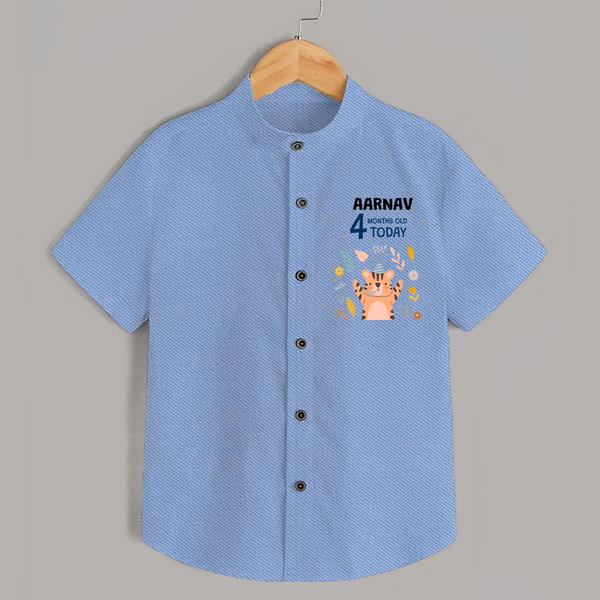 Cute Newborn Shirt for 4 Month | Custom Name & Style Options - SKY BLUE - 0 - 6 Months Old (Chest 23")