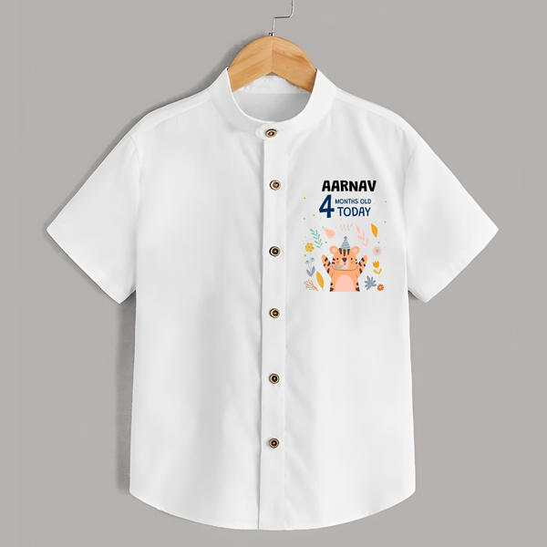 Cute Newborn Shirt for 4 Month | Custom Name & Style Options - WHITE - 0 - 6 Months Old (Chest 23")