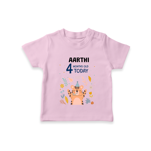 Cute Newborn T-Shirt for 4 Month | Custom Name & Style Options - BABY PINK - 0-5 Months Old (Chest 17")