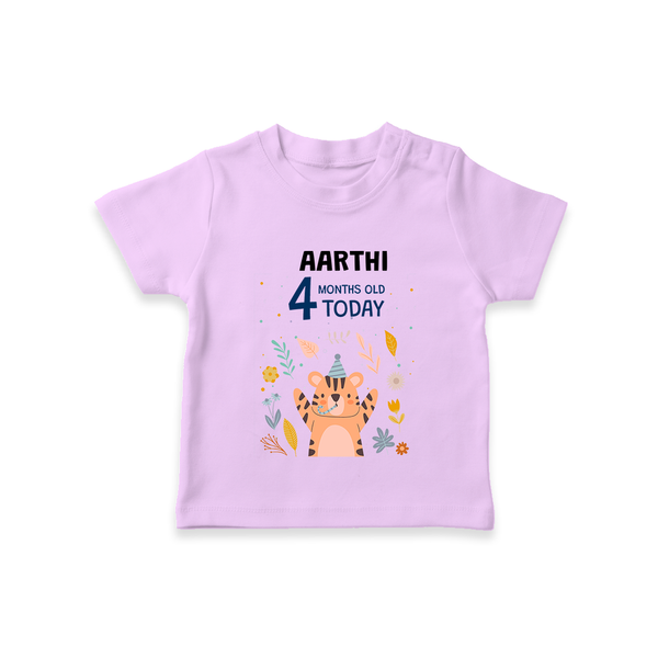Cute Newborn T-Shirt for 4 Month | Custom Name & Style Options - LILAC - 0-5 Months Old (Chest 17")
