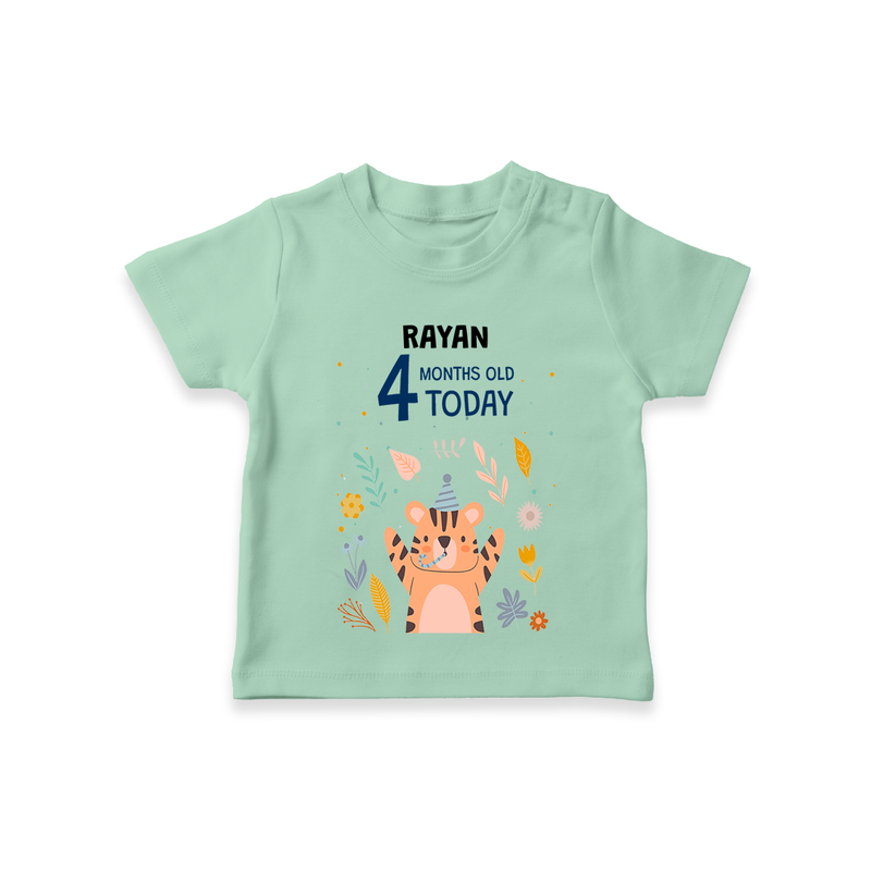 Commemorate your little one's 4th month with a custom T-Shirt, personalized with their name! - MINT GREEN - 0 - 5 Months Old (Chest 17")