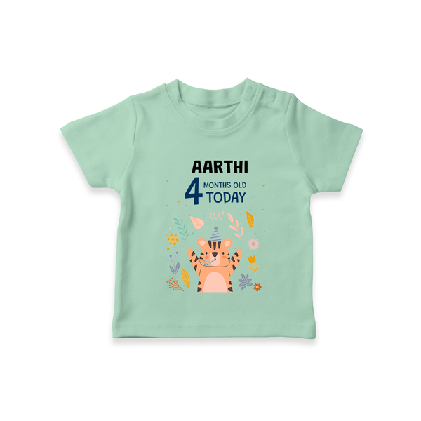 Cute Newborn T-Shirt for 4 Month | Custom Name & Style Options - MINT GREEN - 0-5 Months Old (Chest 17")