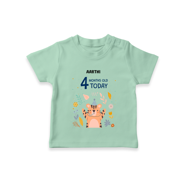 Celebrate The Magic Of Your Baby's Fourth Month With Our Elegant And Customized T-Shirt For Babies - MINT GREEN - 0-5 Months Old (Chest 17")