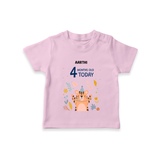 Celebrate The Magic Of Your Baby's Fourth Month With Our Elegant And Customized T-Shirt For Babies - PINK - 0-5 Months Old (Chest 17")