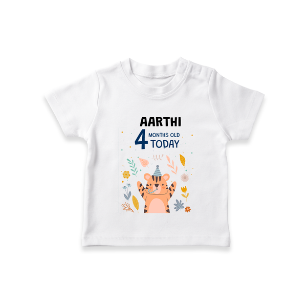 Cute Newborn T-Shirt for 4 Month | Custom Name & Style Options - WHITE - 0-5 Months Old (Chest 17")