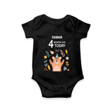 Celebrate The Magic Of Your Baby's Fourth Month With Our Elegant And Customized Romper For Babies - BLACK - 0 - 3 Months Old (Chest 16")