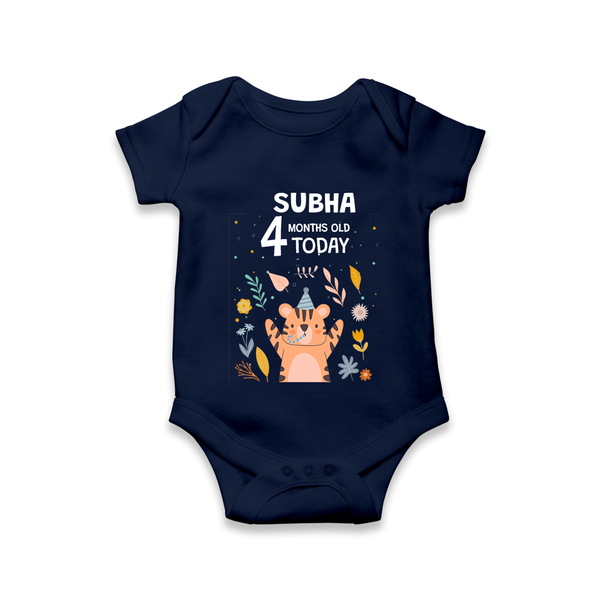 Cute Newborn Romper/Onesie for 4 Month | Custom Name & Style Options - NAVY BLUE - New Born (Chest 14")