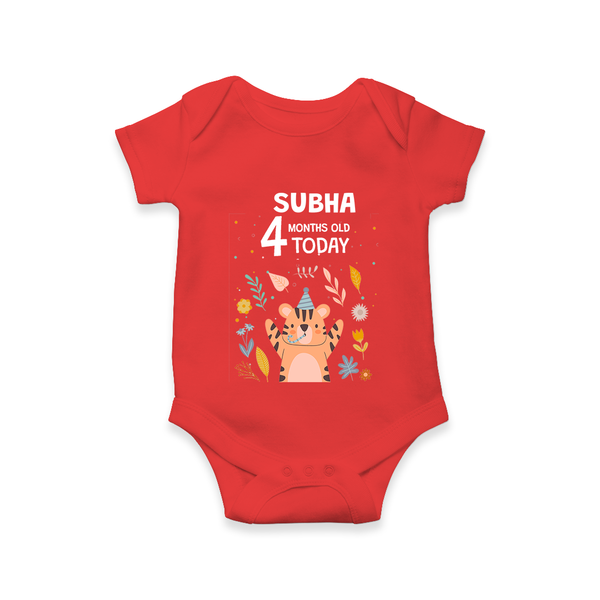 Cute Newborn Romper/Onesie for 4 Month | Custom Name & Style Options - RED - New Born (Chest 14")