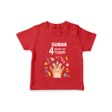 Cute Newborn T-Shirt for 4 Month | Custom Name & Style Options - RED - 0-5 Months Old (Chest 17")