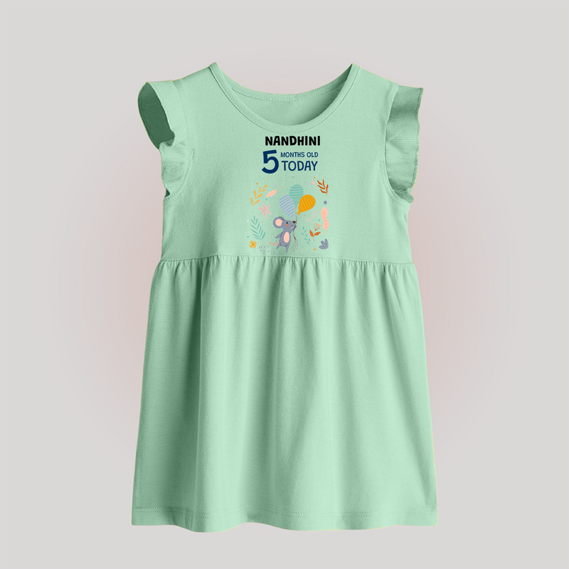 Cute Newborn Baby Frock for 5 Month | Custom Name & Style Options - MINT GREEN - 0 - 3 Months Old (Chest 17")