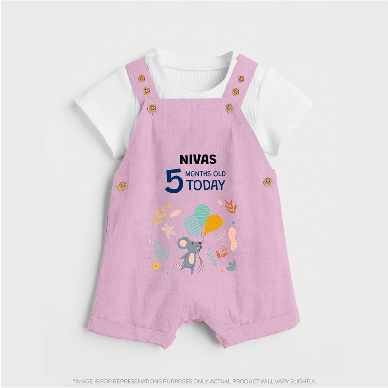 Cute Newborn Dungaree Set for 5 Month | Custom Name & Style Options - BABY PINK - 0 - 5 Months Old (Chest 18")