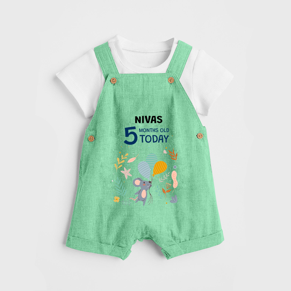 Cute Newborn Dungaree Set for 5 Month | Custom Name & Style Options - GREEN - 0 - 5 Months Old (Chest 18")