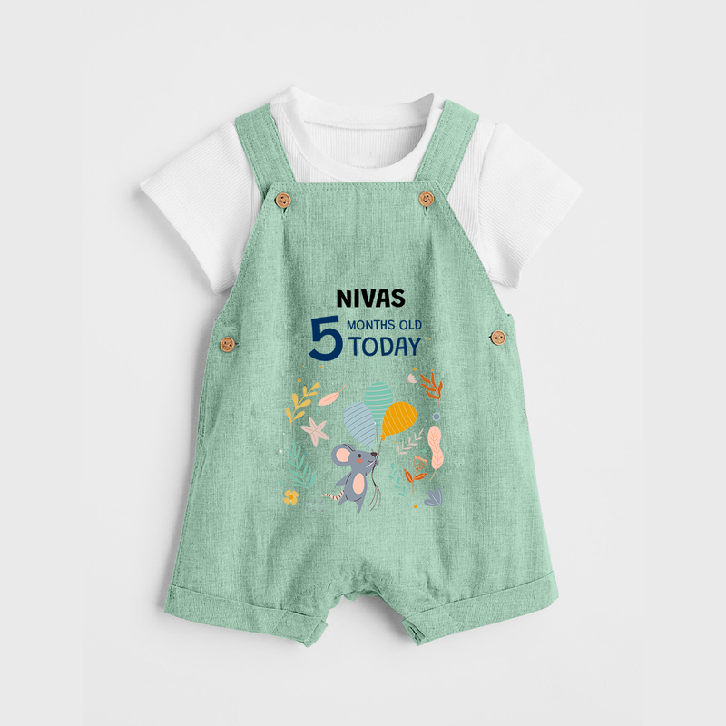 Cute Newborn Dungaree Set for 5 Month | Custom Name & Style Options - MINT GREEN - 0 - 5 Months Old (Chest 18")