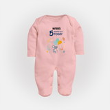 Cute Newborn Full Sleeve Bodysuit/ Sleep Suit/ Jumpsuit for 5 Month | Custom Name & Style Options - BABY PINK - New Born (Chest 7.5")